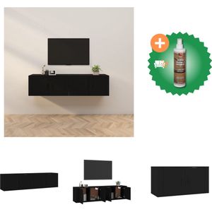 vidaXL Tv-wandmeubels 2 st 80x34-5x40 cm zwart - Kast - Inclusief Houtreiniger en verfrisser