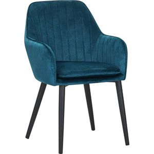 Colenis® - Melly Eetkamerstoel - Set Van 4 - Petrol - Fluweel - Velvet - Met armleuning