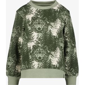 Unsigned jongens sweater met wolven groen - Maat 110/116