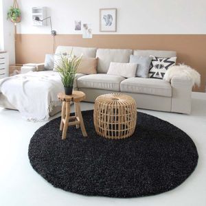 Hoogpolig vloerkleed shaggy Trend effen rond - antraciet 300 cm rond