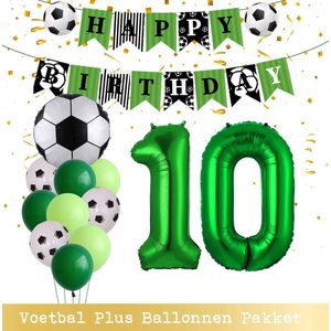 Cijfer Ballon 10 Jaar - Voetbal Ballonnen - Snoes - Pluspakket - set van 12 Sport Voetbalfan Voetbal Jongen/Meisje - Sportieve - Voetbal Vrouwen Mannen - Kinderfeestje - Verjaardag - Helium Ballon nummer 10