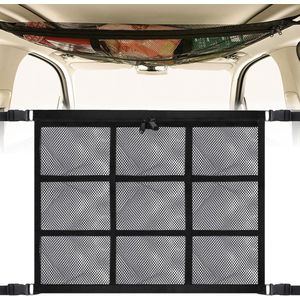 Autodak, bagagenet, 80 x 52 cm, dubbellaags bagagenet voor de auto, universeel autodak, bagagenet, deken, autonet, dakhemel, bagagenet, camper met 2 haken, voor SUV, jeep, bestelwagen, meeste