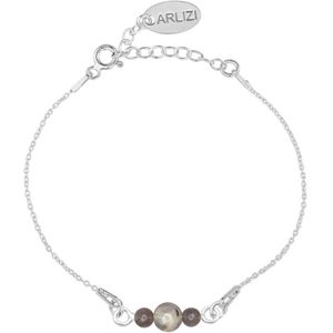 ARLIZI 2280 Armband labradoriet kralen - sterling zilver - 18 cm