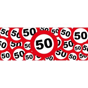 Spandoek Verkeersborden 50 jaar - Leeftijdsborden 50 jaar - 150 x 50 cm - Abraham - Sarah - met ringen - Banier- PVC - Banner - Verjaardag - indoor en outdoor – Geveldoek - Verrassingsspandoek