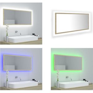 vidaXL Badkamerspiegel LED 100x8-5x37 cm acryl sonoma eikenkleurig - Spiegel - Spiegels - Badkamerspiegel - Badkamerspiegels