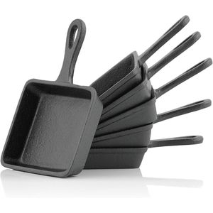 Gietijzeren Raclettepannen Set van 6 - 12,5 x 18 cm | Ideaal voor Grillen, Bakken en BBQ