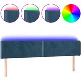 vidaXL - Hoofdbord - LED - 163x16x78/88 - cm - fluweel - donkerblauw