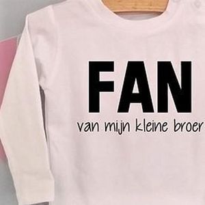 Baby rompertje met tekst voor grote broer big bro brother zus big sis sister | Fan van mijn kleine broer  | Lange mouw | wit | maat 86-92 | Zwangerschapsaankondiging zwangerschap aankondiging Kraamcadeau geboorte cadeau