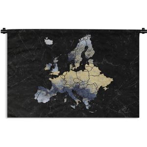 Wandkleed - Wanddoek - Kaart - Europa - Delfts blauw - 150x100 cm - Wandtapijt