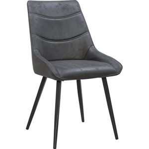 Parexio® - Svensk Eetkamerstoel - Set van 6 - Antraciet - Microvezel - Microfiber - Industrieel - Design - Comfortabele en Duurzame Eetkamerstoelen