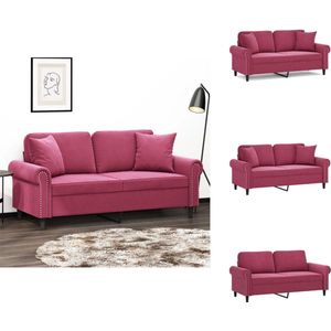 vidaXL Tweezitsbank - Tweezitsbanken - Bank - Sofa - Tweezitsbank met sierkussens 140 cm fluweel wijnrood