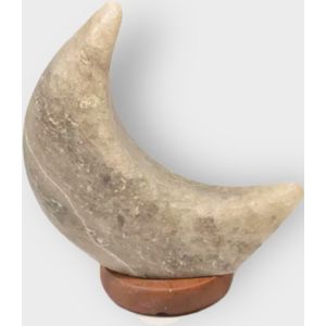 Zoutlamp Himalaya Zout Halve Maan -Maanlamp Grijs- ongeveer 22 cm en 1,8 kg - incl. snoer en lampje - Zoutsteen - Rustgevend- Zuivert de lucht - zonder dimfunctie