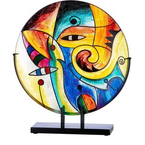 Artwork - glazen schaal in standaard - handgemaakt - 10x38x42 - glas