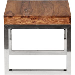 Rootz Bijzettafel - Massief Hout - Sheesham - Metalen Frame - Woonkamertafel - Donkerbruin - Landhuisstijl