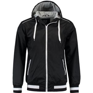 L&S nylon jacket met capuchon unisex zwart - XXL