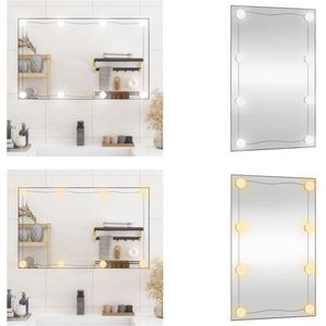 vidaXL Wandspiegel met LED's rechthoekig 50x80 cm glas - Wandspiegel Met LED-verlichting - Wandspiegels Met LED-verlichting - Wandspiegel - Make-upspiegel