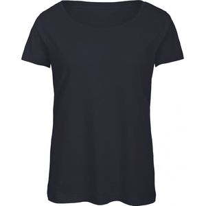 T-shirt Dames S B&C Ronde hals Korte mouw Navy 50% Polyester, 25% Katoen, 25% Viscose