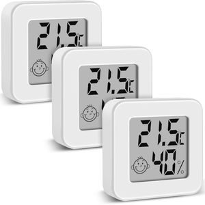 Digitale Thermometer en Hygrometer - Mini Thermo-Hygrometer voor Binnengebruik - 3 Stuks