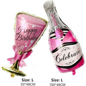 Roze  Feest Ballonnen set Champagnefles + Glas | Oudjaar | Party Ballonnen