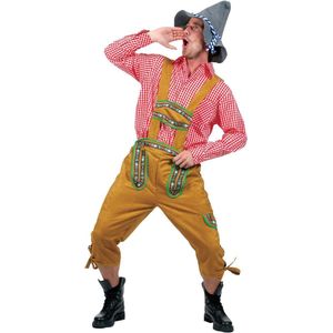 Funny Fashion - Boeren Tirol & Oktoberfest Kostuum - Alpen Jodelaar Man - Bruin - Maat 56-58 - Bierfeest - Verkleedkleding