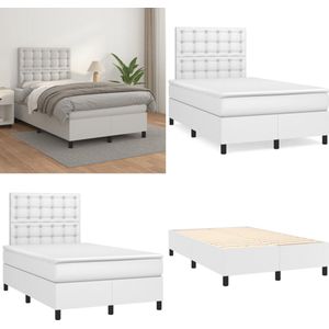 vidaXL Boxspring met matras kunstleer wit 120x200 cm - Boxspring - Boxsprings - Bed - Slaapmeubel