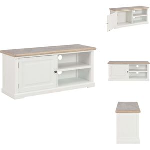 vidaXL TV-meubel - Hifi-kast - Afmetingen- 90 x 30 x 40 cm - Kleur- wit en houtkleur - Materiaal- massief paulowniahout en MDF - Kast