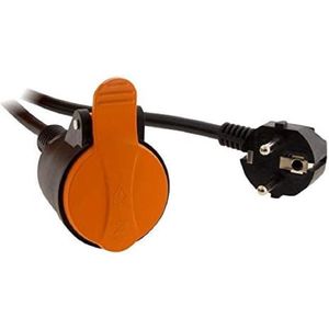 Waterdichte verlenging 2P+T H07RN F 3x15mm² 10m - met bevestigingsclip - oranje