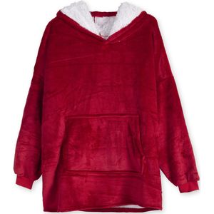 V&L comfortlifestyle - Fleece deken met mouwen - fleece plaid - 280 gsm - Rood - Snuggle Hoodie