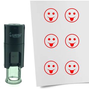 CombiCraft Stempel Smiley Grappig 10mm rond - Rode inkt