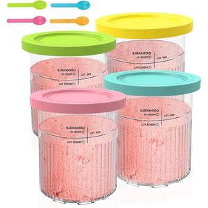 4 Stuks Ijsbakken voor Ninja NC500 NC501 Serie 24OZ Ijs Containers met Deksel voor Ninja Cream Deluxe Tubs 680 ml