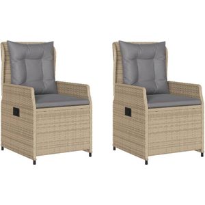 vidaXL - Tuinstoelen - 2 - st - verstelbaar - poly - rattan - beige