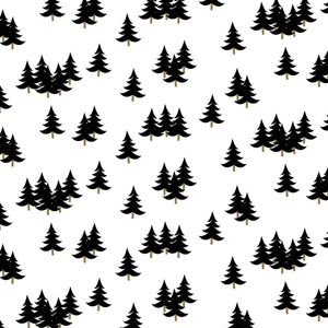 Inpakpapier Cadeaupapier Kerst Xmas Trees black gold- Breedte 60 cm - 200m lang