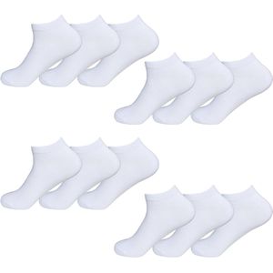 Enkelsokken Unisex - Wit - 12-pack - Maat 35-40 | Multi-pack korte sokken