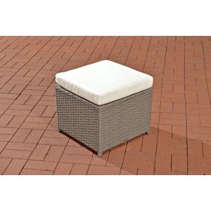 Loungeset poef - Bijzet kruk - Voetenbank - Voor buiten - Tuinmeubel - Creme - 47x47x35cm