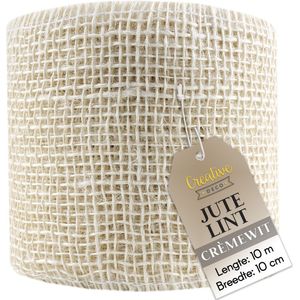 Creative Deco Jute Lint Wit | Rol 10 cm Breed 10 m Lang | DIY Kunst & Handwerk Cadeauverpakking | Bruiloft Feest Boho