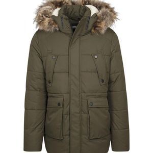 Heren winterjas Faux Fur Hooded Jacket olijf