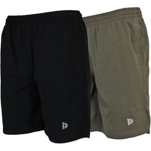 2-Pack Donnay Micro Fibre Short - Sportbroek - Heren - Black/Jungle green (549) - maat L