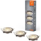 LEDVANCE LED Einbaustrahler, 90mm, 3er Set, 3x 5W, Warmweiß, Stufenlos Dimmbar per Wandschalter, grau