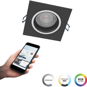 EGLO connect.z Carosso-Z smart inbouwspot - 9,3 cm - Zwart/Wit - Instelbaar RGB & wit licht - Dimbaar - Zigbee