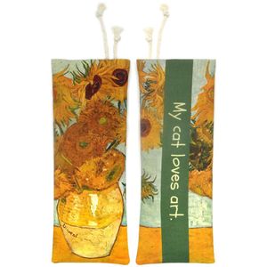 Design speelkussen voor katten 'Zonnebloemen (Van Gogh)' - wasbaar en hervulbaar - superleuk, sterk en plastiekvrij - 30 cm lang - Made in Belgium!