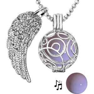 Quiges Engelenroeper 18mm Bolhouder met Ketting 90cm en Bolletje - Dames - Zilverkleurig Cirkels - EBS18018