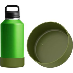Allecto Plus - Waterfles Hoes Compatibel met Brede Mond Waterfles 61oz en Growler 64oz - Siliconen Flessenbodemhoes - Flesbeschermer (Legergroen)
