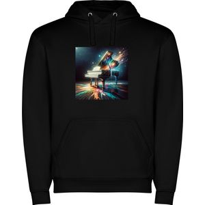 Zwarte unisex hoodie met “ Kleurrijke Vleugel – Grande Dame – Muziekinstrument – Sparkle – Muziek “ Print Full Color merk Roly maat XXL