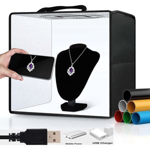 Confibel - Product Foto Box/ Ministudio - Fotostudio set - Lichtkubus - Fototent - Opname box - Zwart