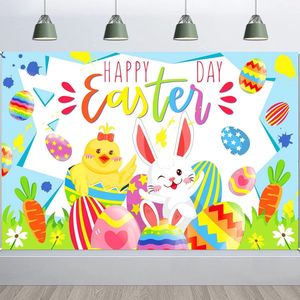 Banner voor Pasen – Spandoek Happy Easter – Paasdecoratie – 1m x 1,5 m – Feestdecoratie – Feest Tafelkleed