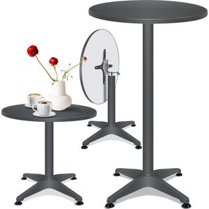 KESSER® Bartafel Inklapbar | Vouwtafel Rond Ø 60cm | Statafel aluminium roestvrij stalen blad | in hoogte verstelbaar | voor binnen en Buiten Inclusief bescherminghoes - Antraciet