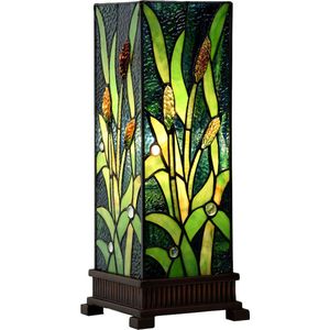 LumiLamp Tiffany Tafellamp 18x18x45 cm Groen Glas Tiffany Bureaulamp