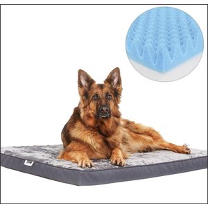 Hondenbed M, 340 g/m2, wollige stof voor grote honden, orthopedisch kussen voor honden, goed voor de gewrichten, wasbaar, grijs, maat M-XL, hondenmatras, hondenmat, ligkussen, 70 x 50