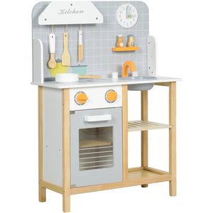 KYDDOI Speelkeuken - Speelgoedkeuken - Kinderkeuken Inclusief Accessoires en Keukengerei - met Fornuis & oven, spoelbak, klok, planken