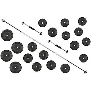 50kg Halterset  Gewichtenset Fitness set Dumbell inc 50 kg Halterschijven + 2 Dumbellstangen 45cm + Halterstang Recht 180cm